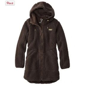 L L Bean brown mountain pile fleece coat women’s 3X fuzzy jacket